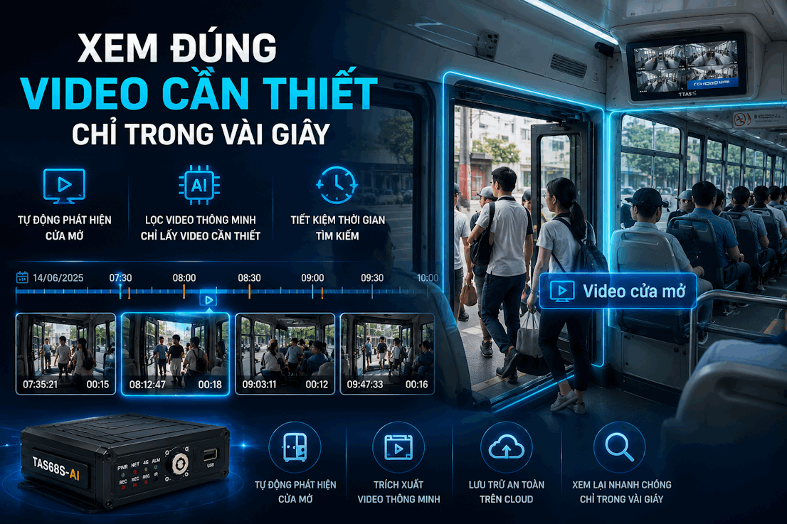 Giải pháp camera AI TAS68S-A tìm nhanh video cửa mở trên xe buýt, trích xuất và lưu trữ thông minh trên cloud