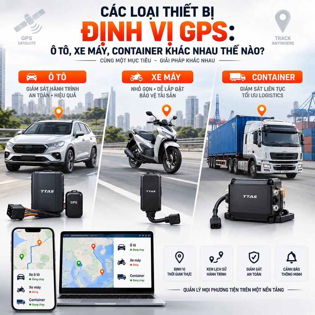 Các Loại Thiết Bị Định Vị GPS: Ô Tô, Xe Máy, Container Khác Nhau Thế Nào?