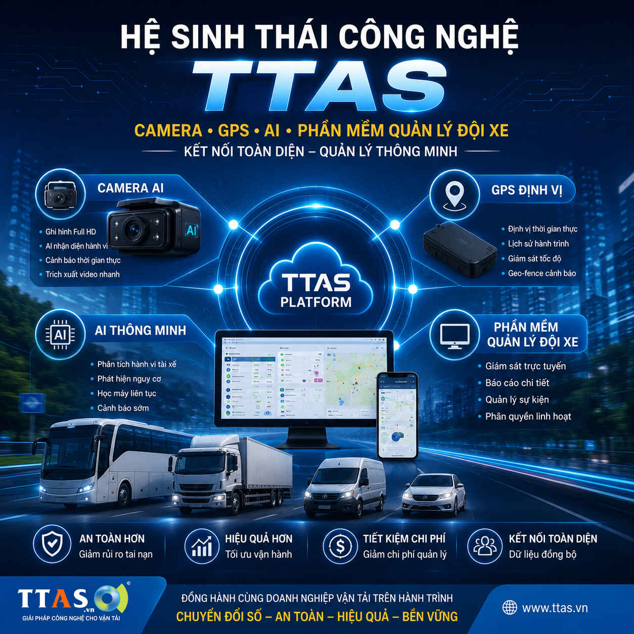 Hệ Sinh Thái Công Nghệ TTAS: Camera, GPS, AI Và Phần Mềm Quản Lý Đội Xe