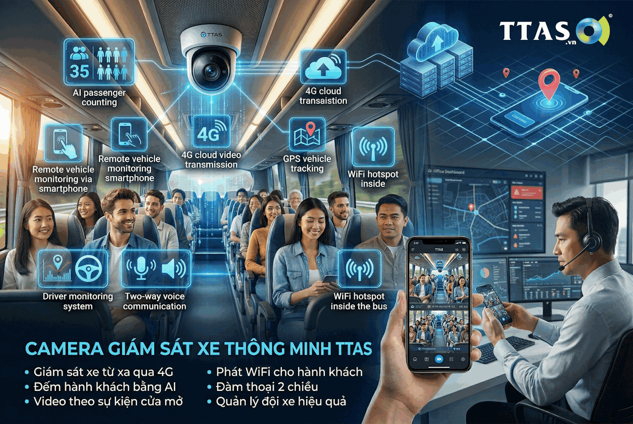 Giải Pháp Camera Giám Sát Xe Khách &amp; Kiểm Đếm Hành Khách Toàn Diện