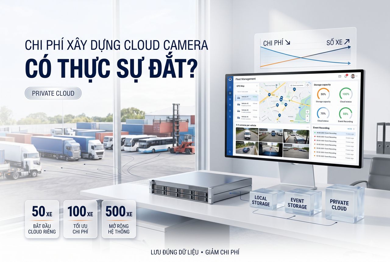 Giải pháp camera cloud private cho đội xe, màn hình quản lý giám sát và lưu trữ dữ liệu tối ưu chi phí