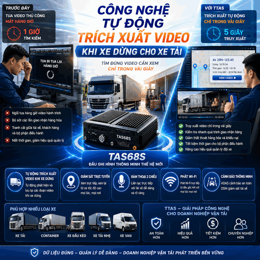 Công nghệ tự động trích xuất video khi xe dừng cho xe tải.