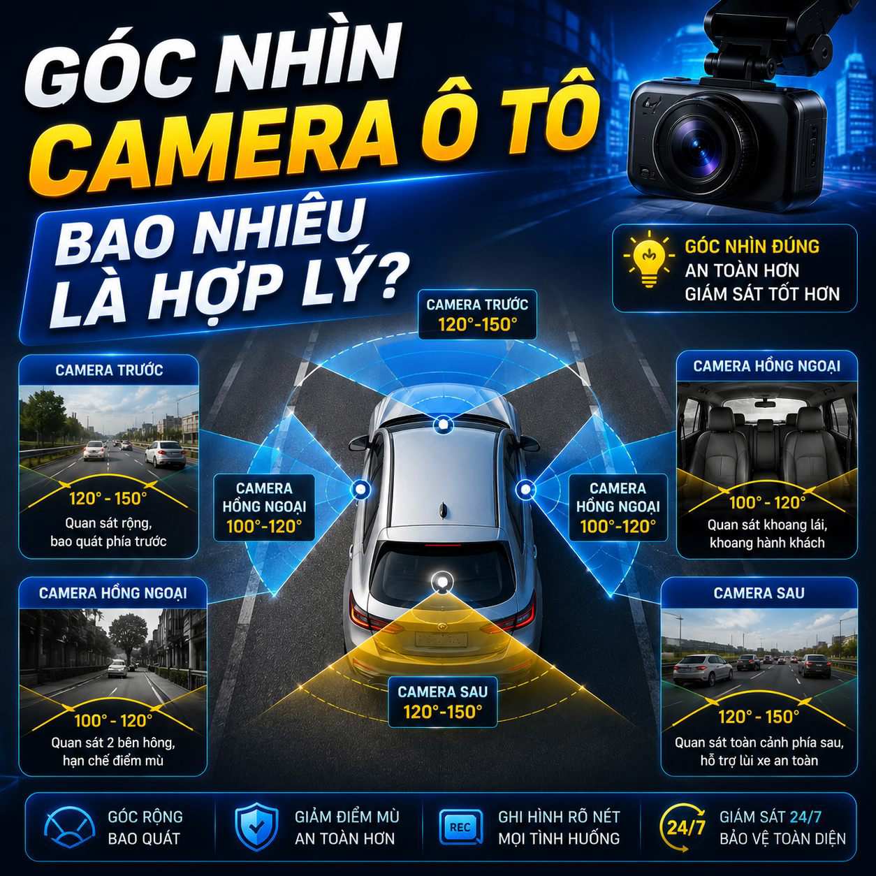 Góc Nhìn Camera Ô Tô Bao Nhiêu Là Hợp Lý? Hướng Dẫn Chọn Góc Camera Cho Từng Vị Trí Trên Xe