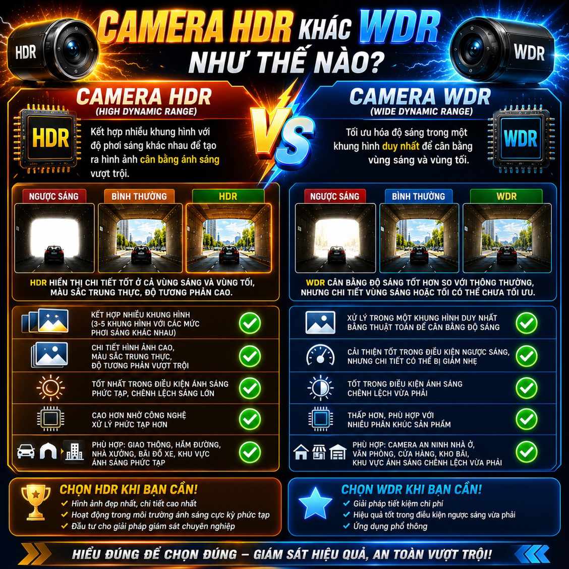 Ứng dụng HDR và WDR trong camera giám sát khoang hành khách, thùng hàng