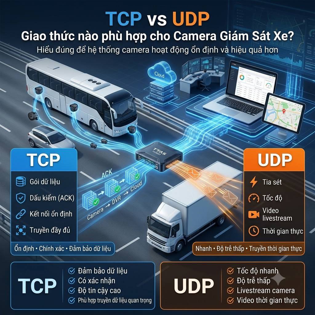 TCP và UDP giao thức nào phù hợp với camera giám sát xe