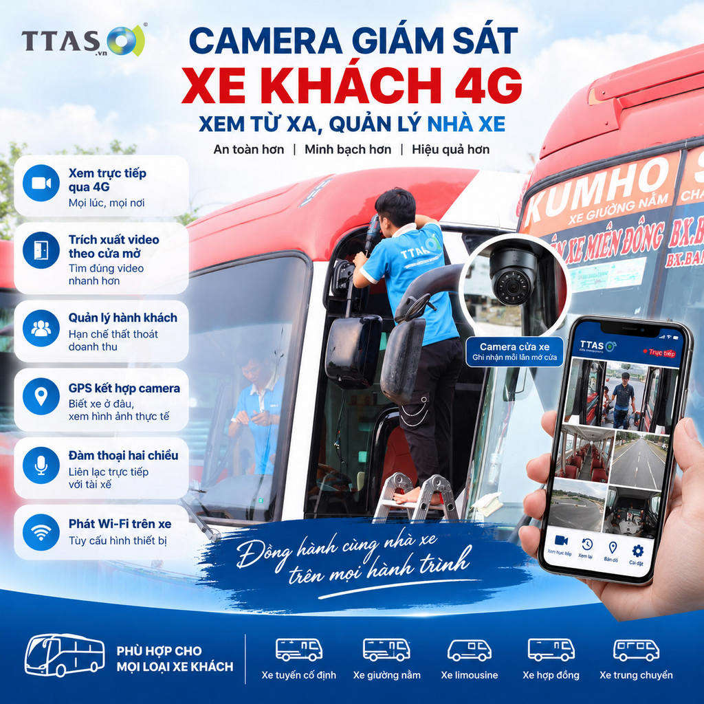 Camera Giám Sát Xe Khách 4G – Xem Từ Xa, Quản Lý Nhà Xe