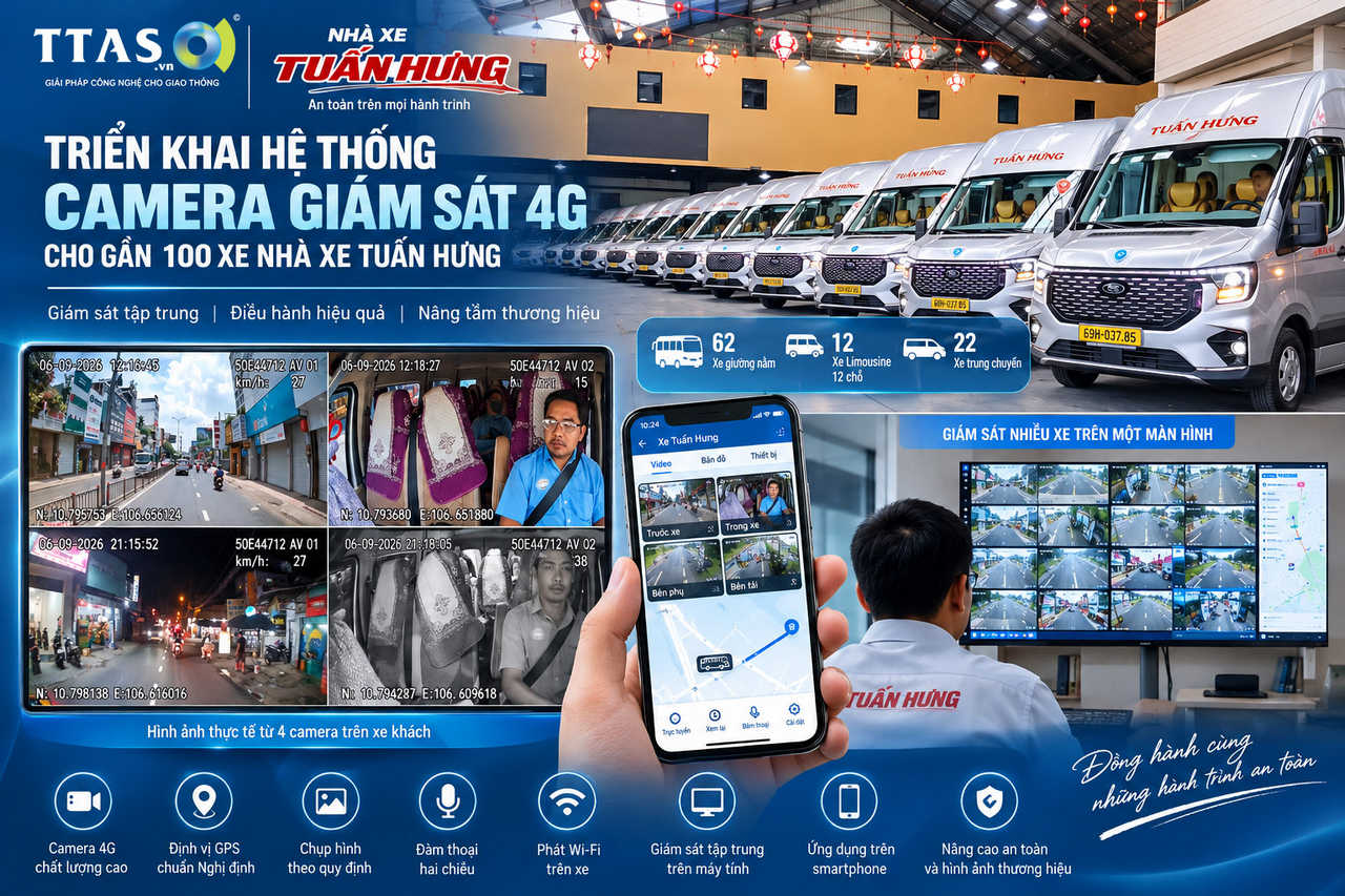 TTAS Triển Khai Camera Giám Sát 4G Và Định Vị Cho 96 Xe Nhà Xe Tuấn Hưng