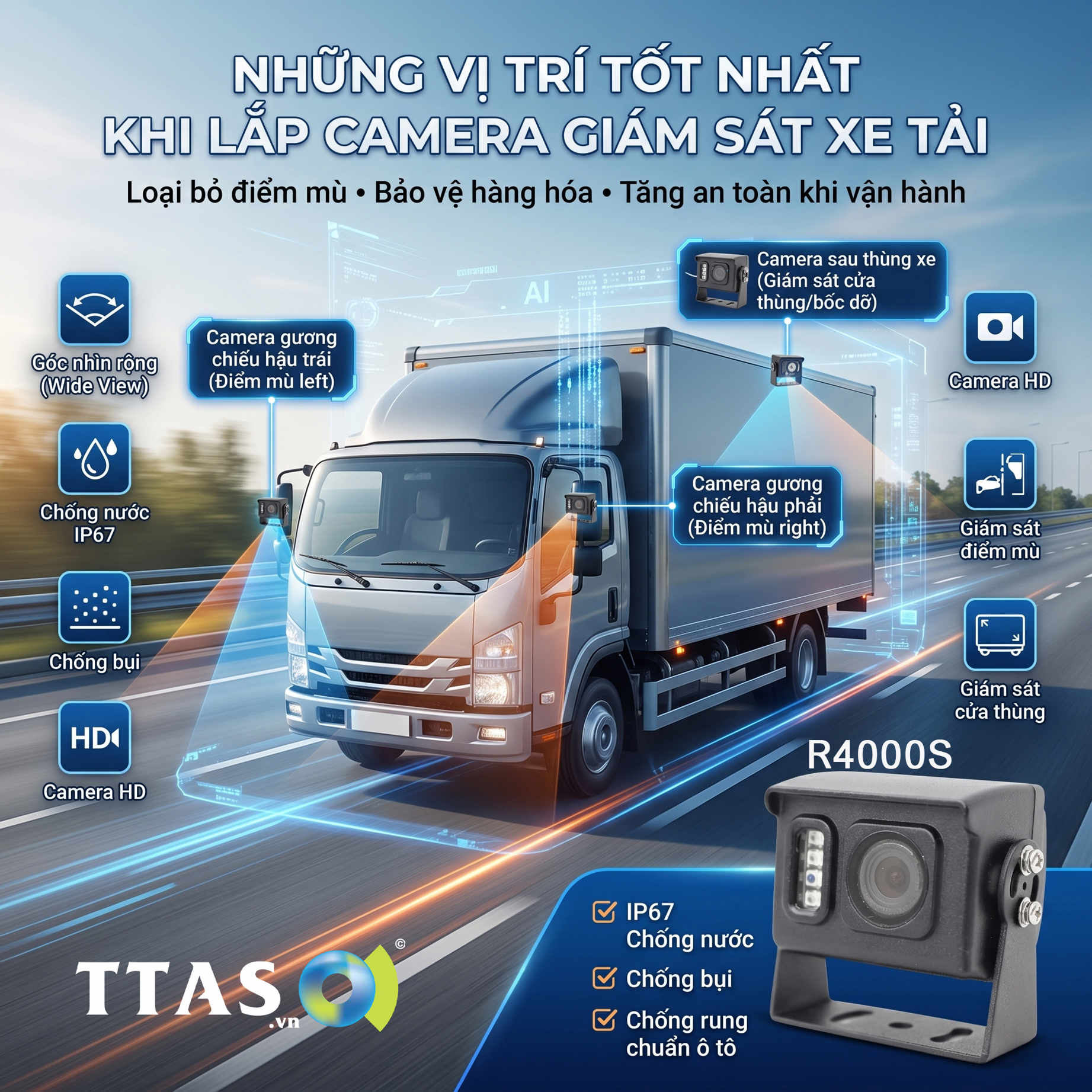Tham khảo những vị trí tốt nhất khi lắp camera giám sát xe tải