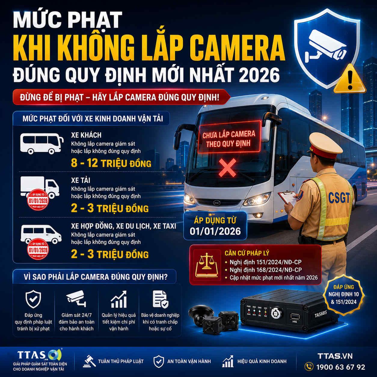 Mức phạt khi không lắp camera đúng quy định mới nhất 2026