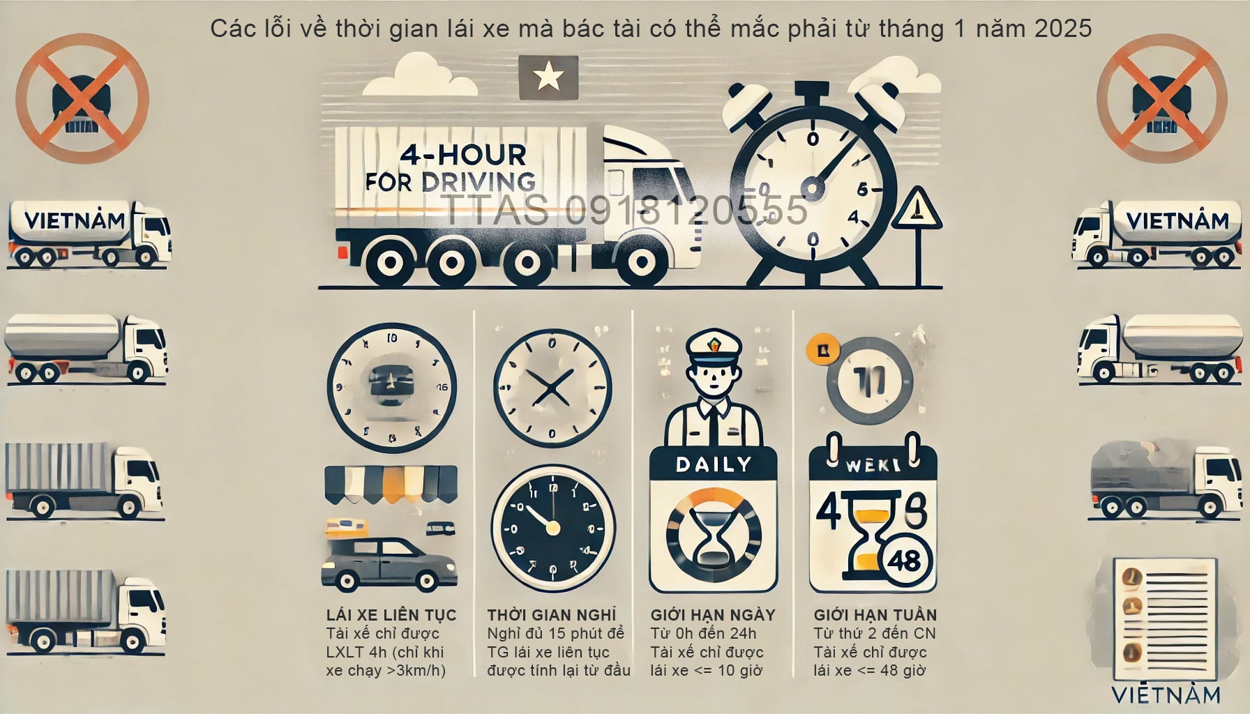 Các lỗi về thời gian lái xe và thẻ quẹt mà bác tài có thể mắc phải từ 01-2025