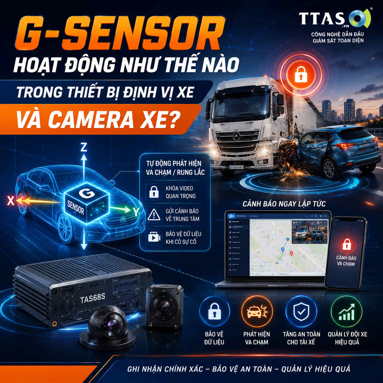 G-Sensor hoạt động như thế nào trong thiết bị định vị xe và camera xe?
