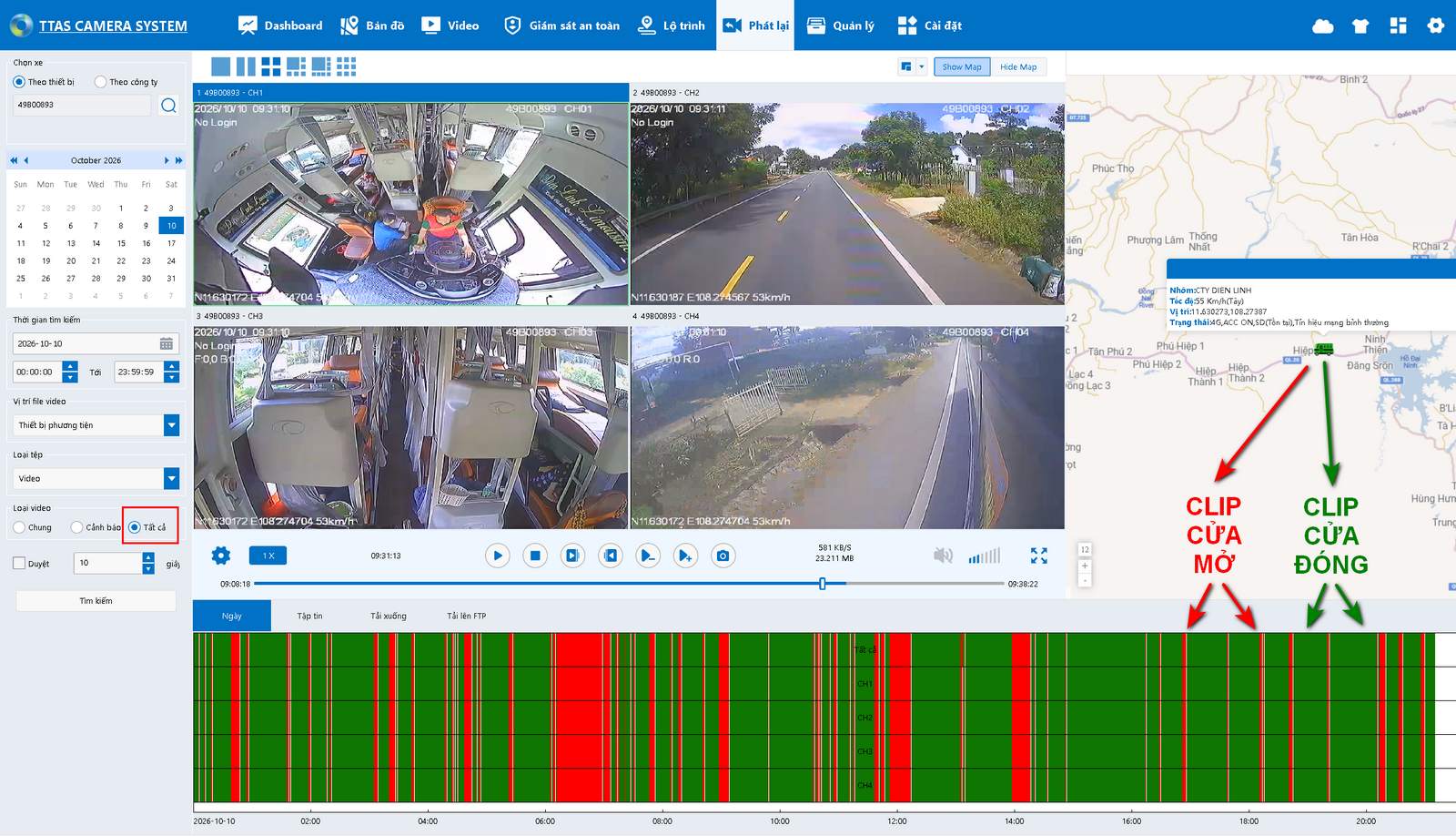 Hình mô tả cách hoạt động của đầu ghi TAS68S khi trích xuất video cửa mở xe khách