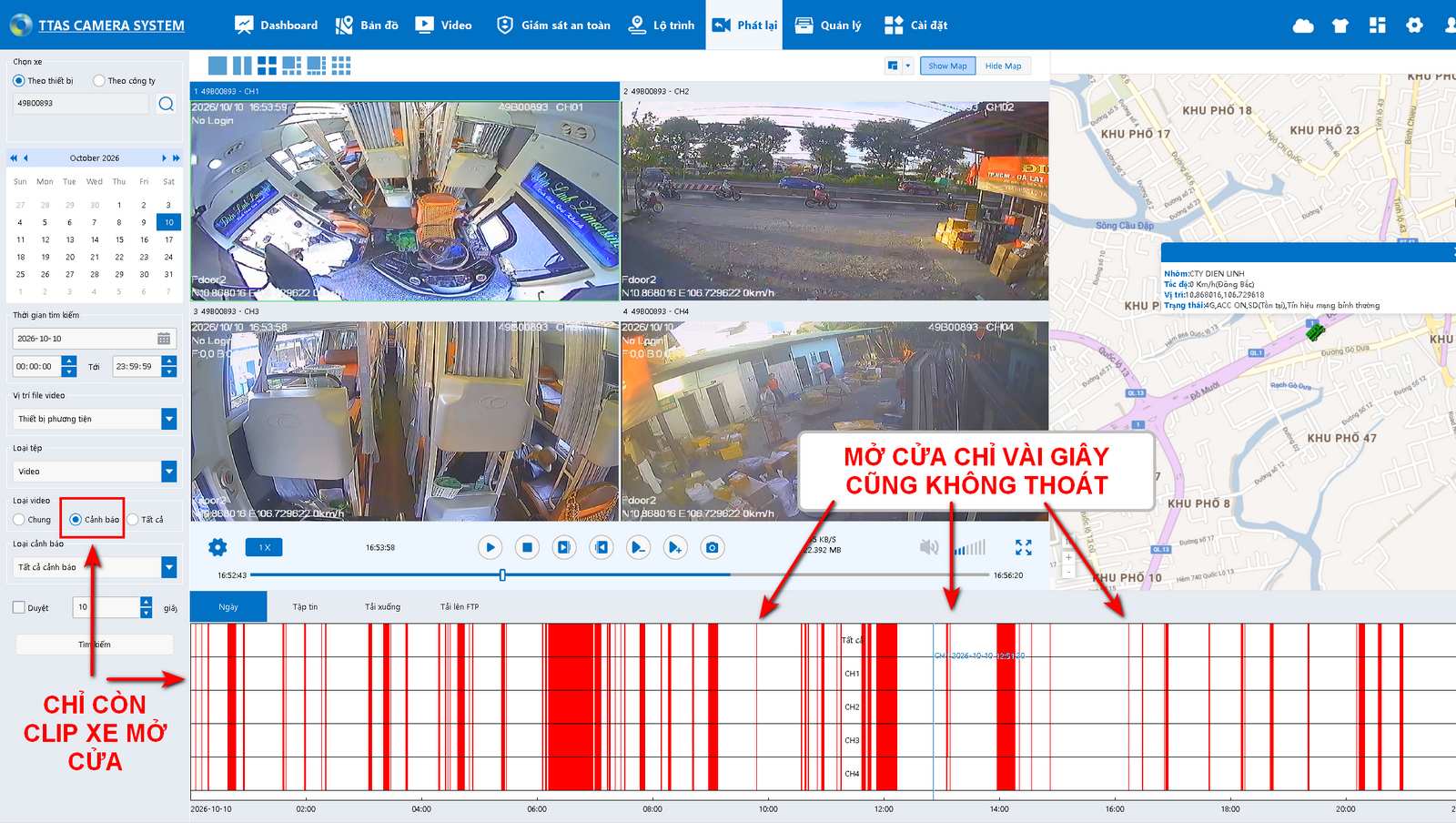 Hình mô tả cách hoạt động của đầu ghi TAS68S khi trích xuất video cửa mở xe khách