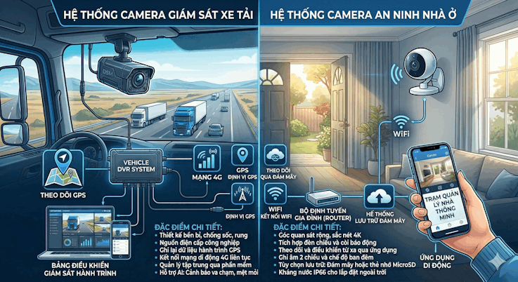 Phân biệt Camera giám sát xe và camera gia đình. Lợi ích của camera giám sát xe